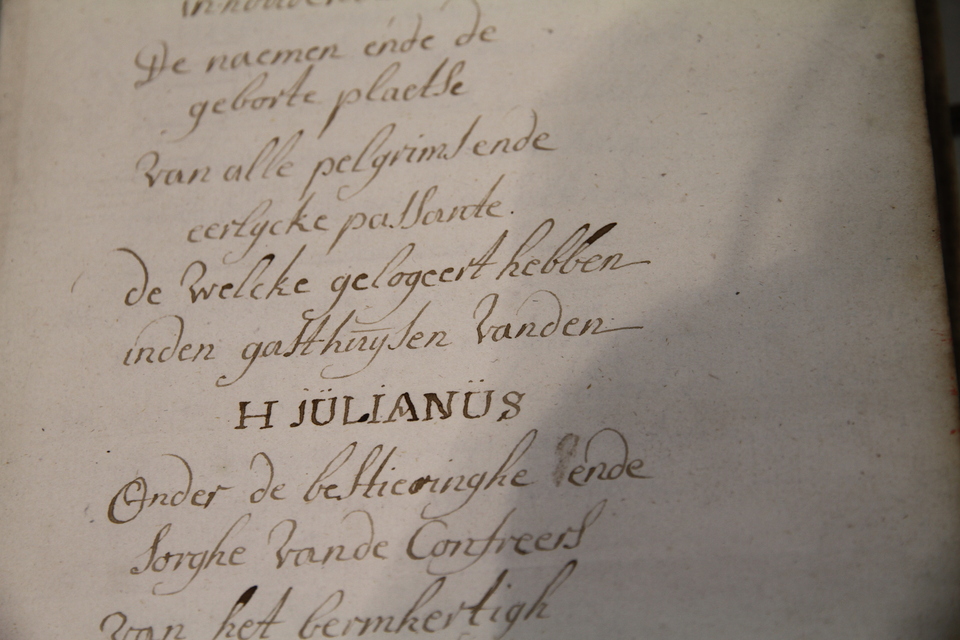 Notitieboek met de namen van de passanten in het Sint-Julianusgasthuis, 1746
